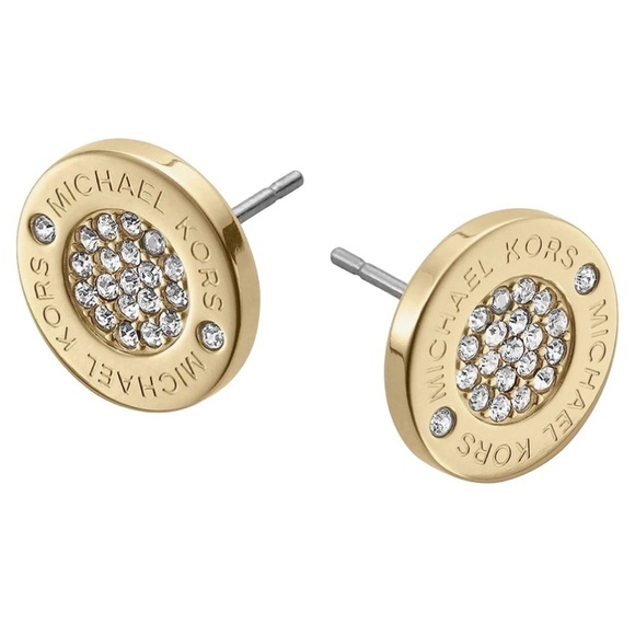 Michael Kors Stud Earrings with Crystal Accents - Picture 1 of 7